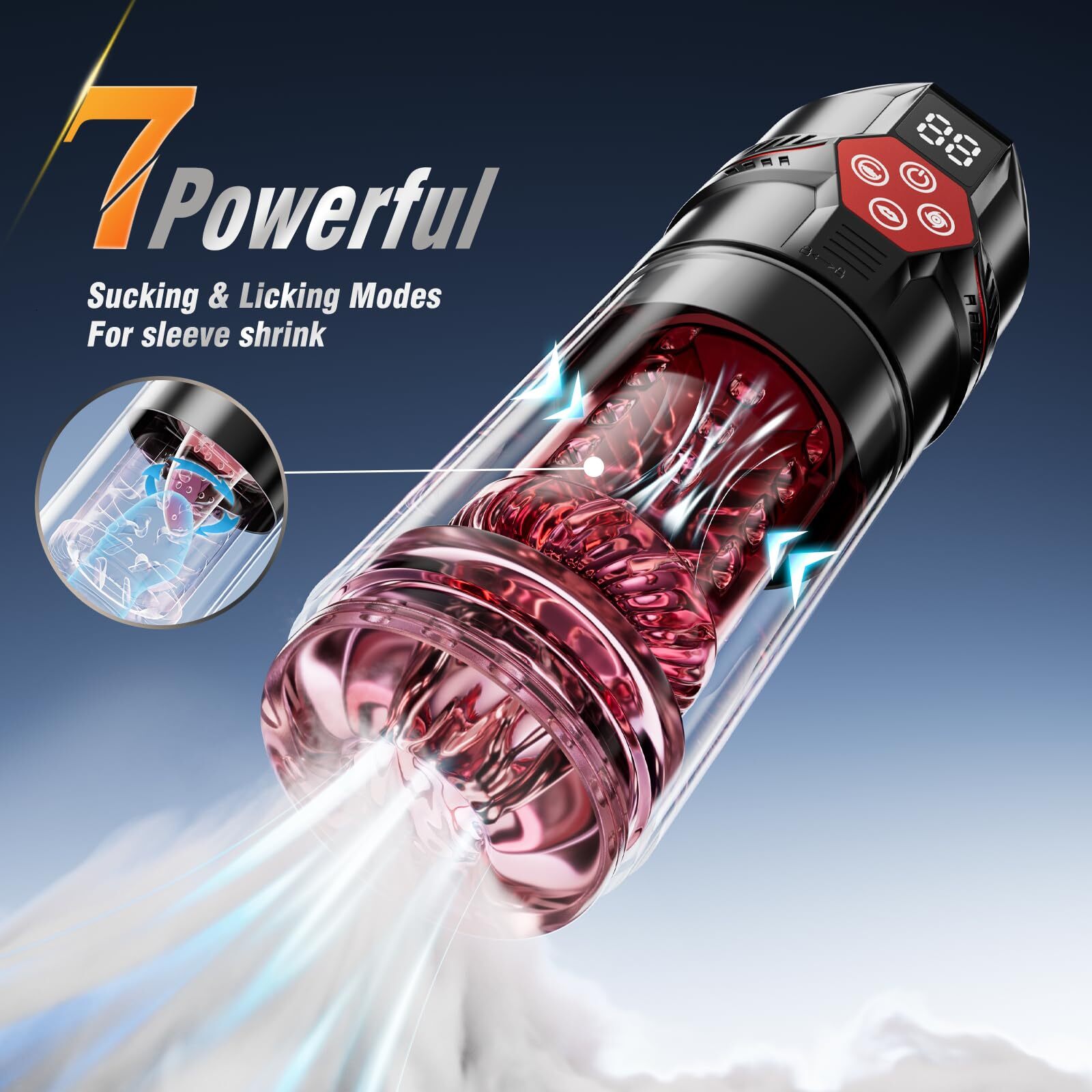Automatic Male Masturbator Rotation with Upgrade Telescopic Sucking Licking LCD Vacuum Penis Pump Blowjob Adult Sex Toys for Men