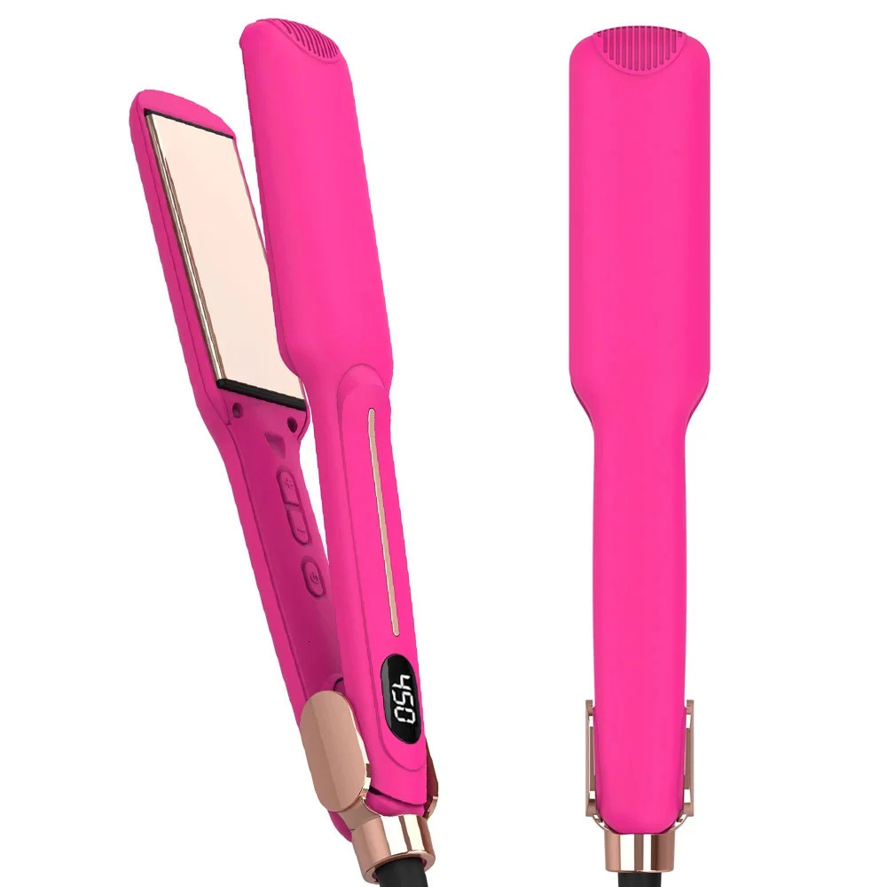 Pink infrared straightener 450 wide flat iron 30 second rapid heating straightener and curling iron 2-in-1 241029