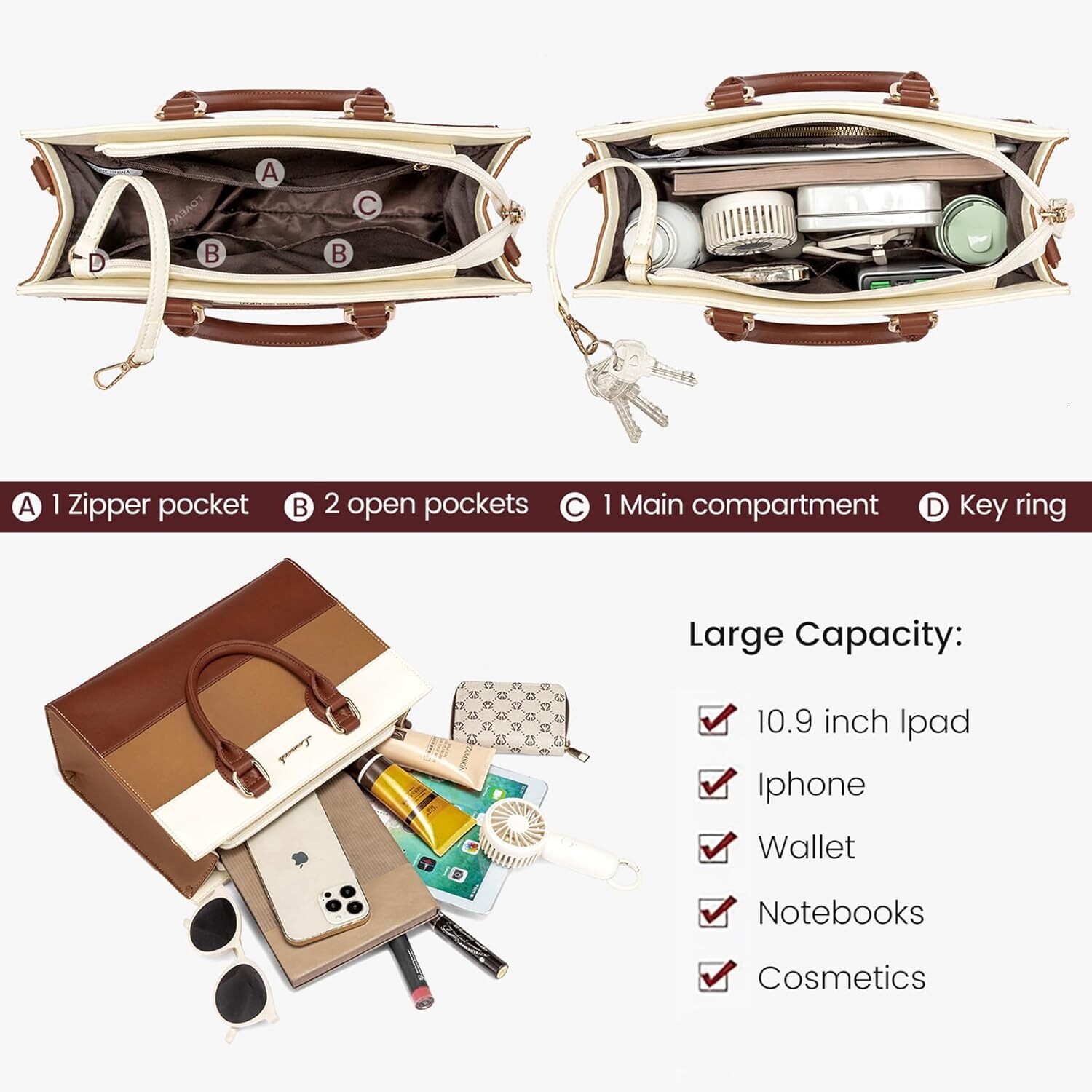 Women's wallet, women's fashionable handbag, PU leather bag, top handle shoulder bag