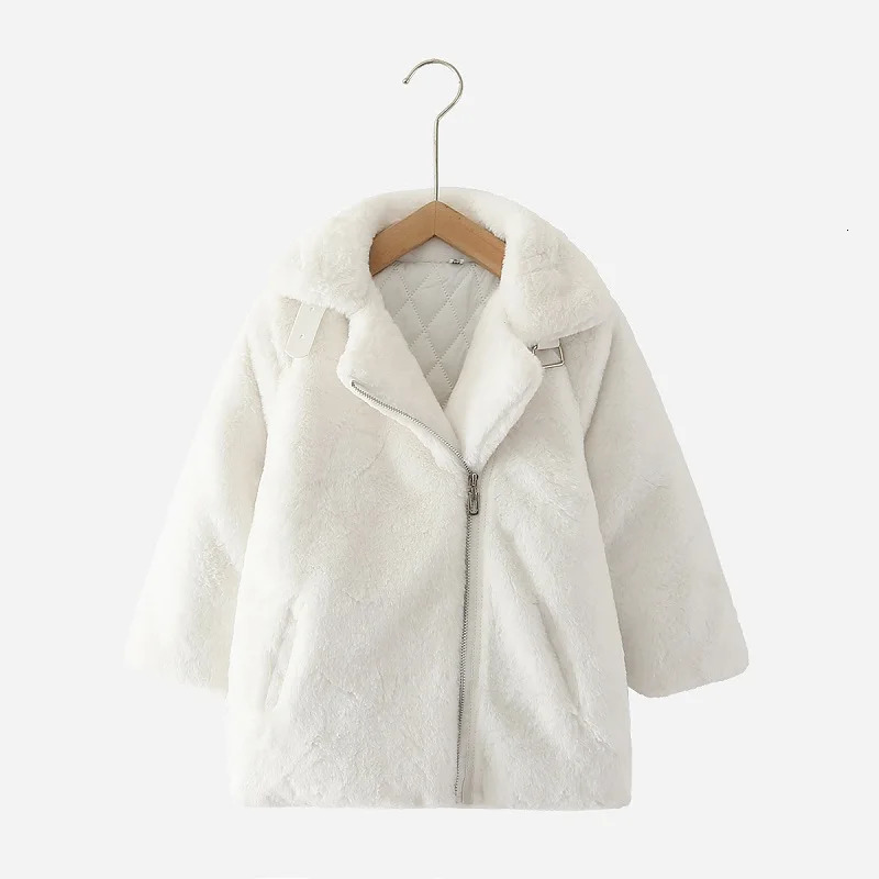 Fashion Baby Girl Boy Faux Fur Jacket Winter Toddler Teen Child Warm Thick Cotton Padded Coat Outwear Baby Clothes 2-14Y 241028