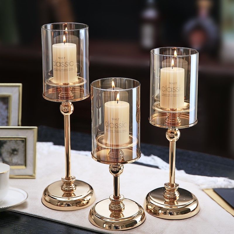 Retro Metal Candle Holders Creative Glass Candlestick Crafts Wedding Holiday Party Supplies Candelabrum Home Decoration Ornaments H260310