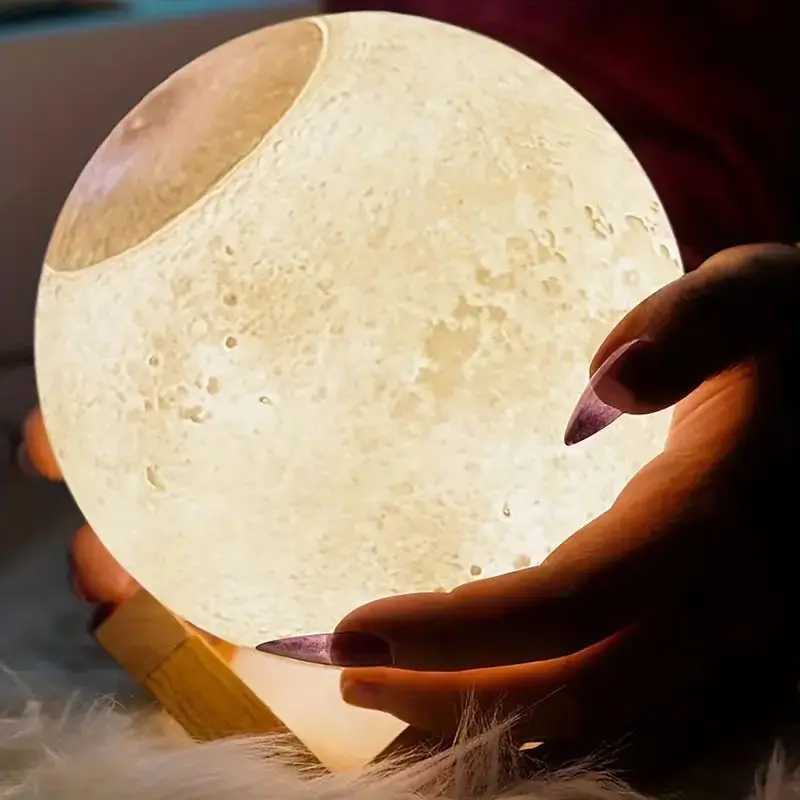 USB Moon Light Humidifier with Touch Control and Water Reproduction -13cm Diameter Night Light Y241104