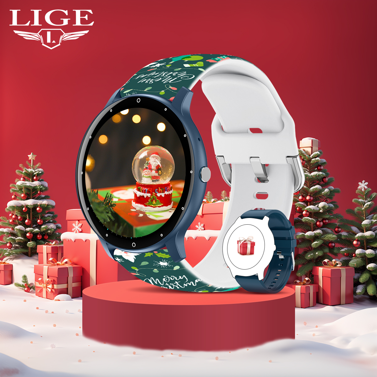 LIGE's new multifunctional sports smartwatch silicone strap watch calendar sports health monitoring watch Christmas gift