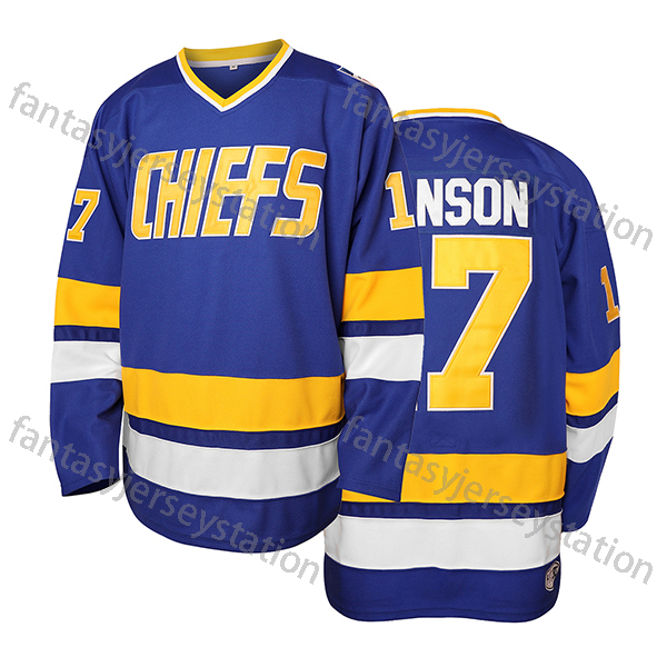 Men's Classic 16 Blue White Embroidery Breathable Ice Hockey Jersey, Training & Competition Sports Uniform CHIEFS & #16 Long Sleeve Top For Match