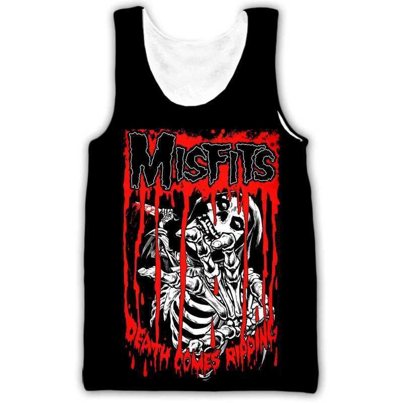 New Misfits Rock Band Tank Tops Skull 3D Print Strtwear Mens Oversized Slveless Tank Top Bodybuilding Gym Vest Man ClothingC241029