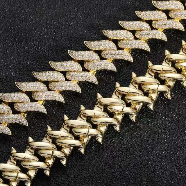 new 18mm miami lock spike thorn cuban full of hip hop jewelry men's necklace