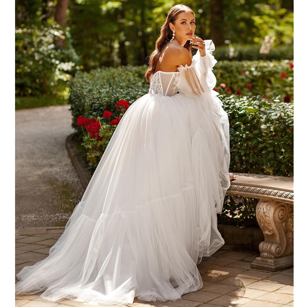 Sleeves Detachable Long A E Wedding Dresses Sweethear Off The Shoulder Lace Appliques Boho Beach Princess Bridal Gowns ppliques