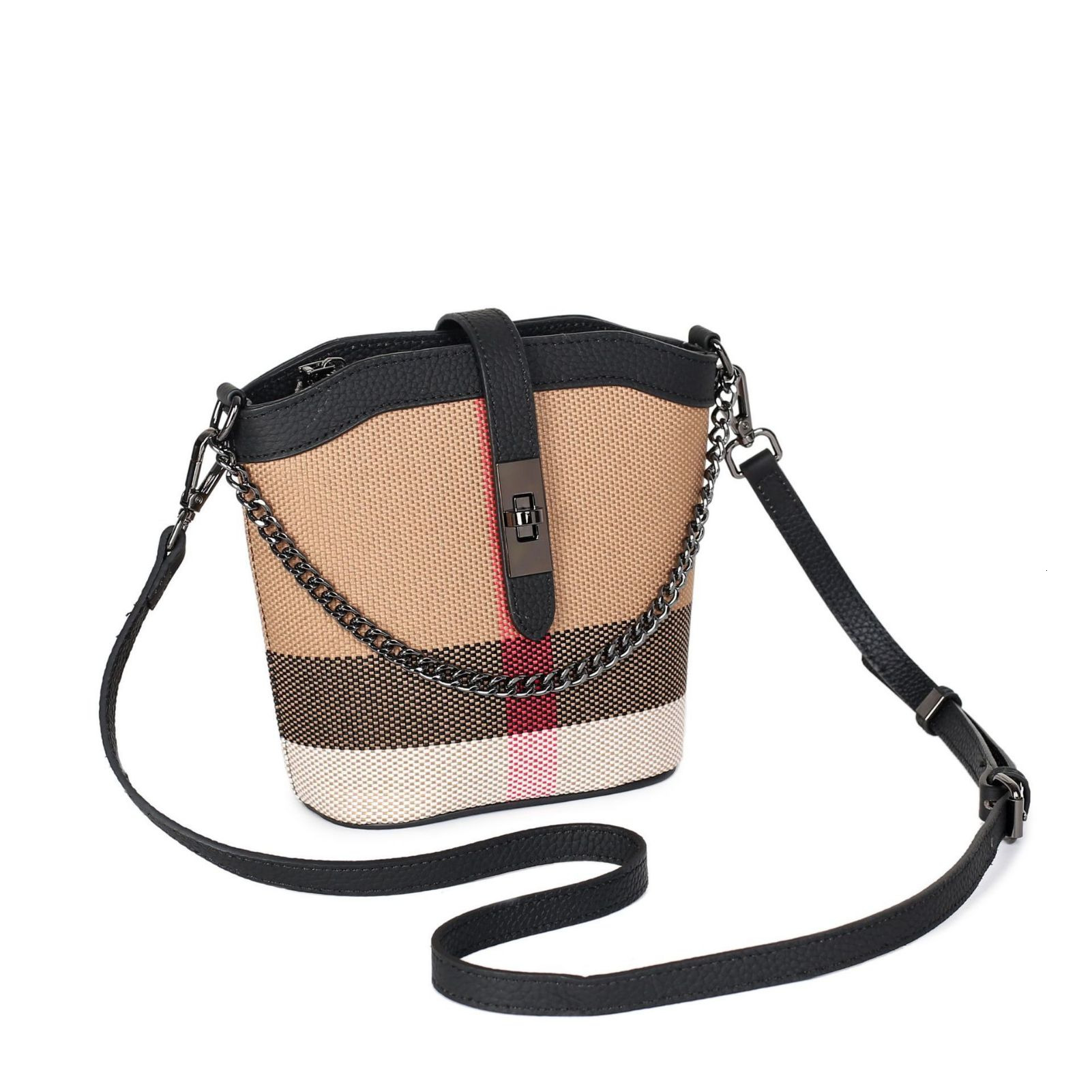 New Plaid Shoulder for Women 2023 Simple Brand Designer Crossbody Trends Ladies Canvas Small Bag ddmymoon