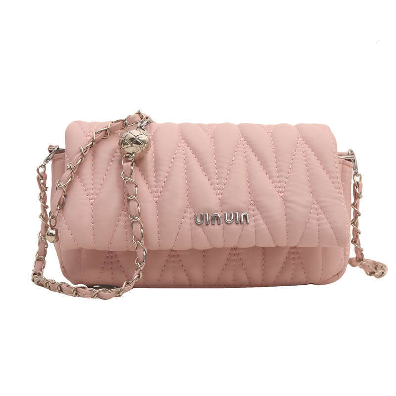 Embroidery thread 2024 new chain shoulder texture PU small square fashion letter crossbody women's bag