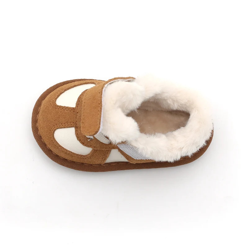 Winter Baby Snow Boots Unisex Leather Boys Shoes Warm Plush Girls Sneakers Outdoor Fashion Toddler Kids Shoes 241028