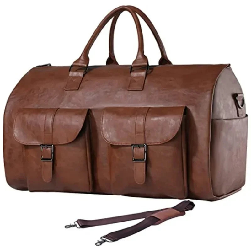 Garment Bag For Travel Convertible Carry On Garment Duffel PU Bag For Men Waterproof Large Bag 2 In 1 Suit Dress Business Travel 241028