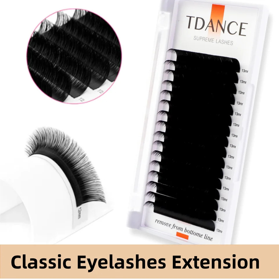 TDANCE Classic Eyelash Extension Korea PBT 16 Row Matte Black Faux Mink Lashes Russian Volume Makeup Eyelashes Individual Lash 241028