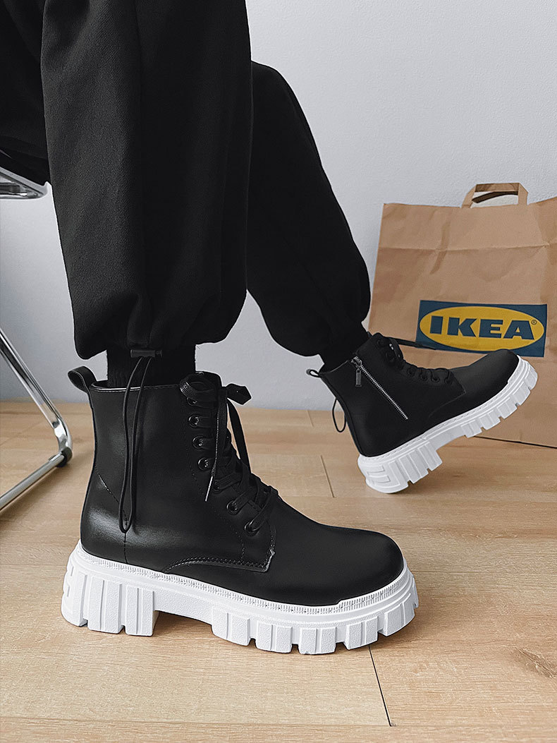 2024 New Martin Boots Men's Side Zipper Leather High Top Boots Autumn/Winter Men's Shoes