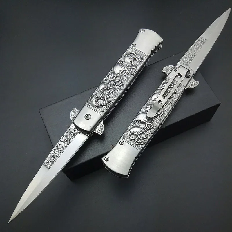 Skull Mirror Scrub titanium Outdoor Rescue Tool Knives Multi Function tactical Knife Multifunctional Survival Pocket knifes