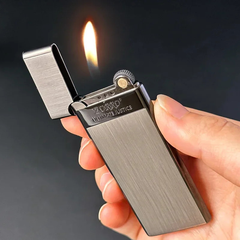 ZORRO 636 Metal Ultra-Thin Butane Gas Unfilled Iatable Grinding Wheel Ignition Lighter Cigarette Lighters High-End Men's Small Tools