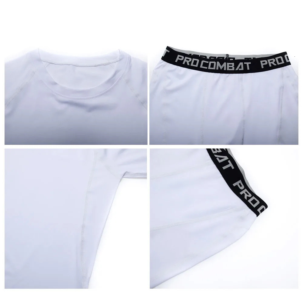 3 Pcs Sports Suit Mens Jogging Sets High Elastic Fitness Set Spartan Sportswear Compress TShirt Thermal Underwear 241028