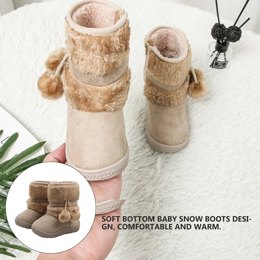 Childrens Snow Boots Kids Winter Warm Shoes for Girls Snowshoes Toddlers Baby Non-slip Super Soft Fleece Prewalker 241028