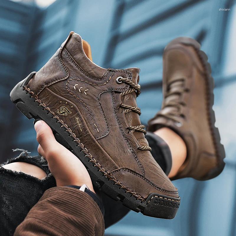 Boots Casual Travel Shoes Handmade Men's Walking Comfy Leather Sports Super Men Treking Outdoor Man Hiking Footwea