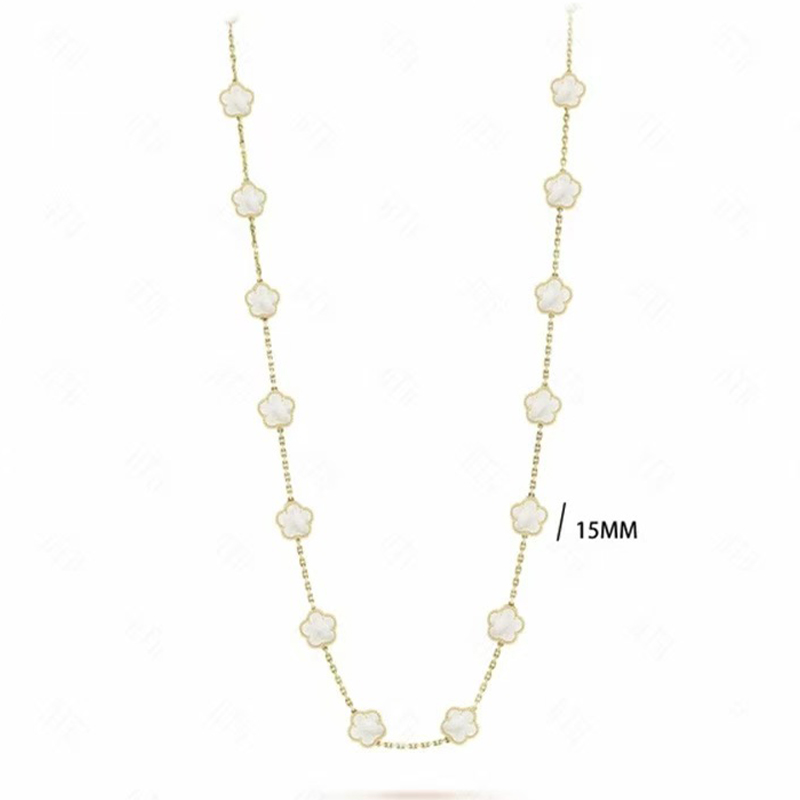 Luxury 20 flower necklace mother shell agate 105cm clover necklace high-quality titanium steel designer necklace jewelry