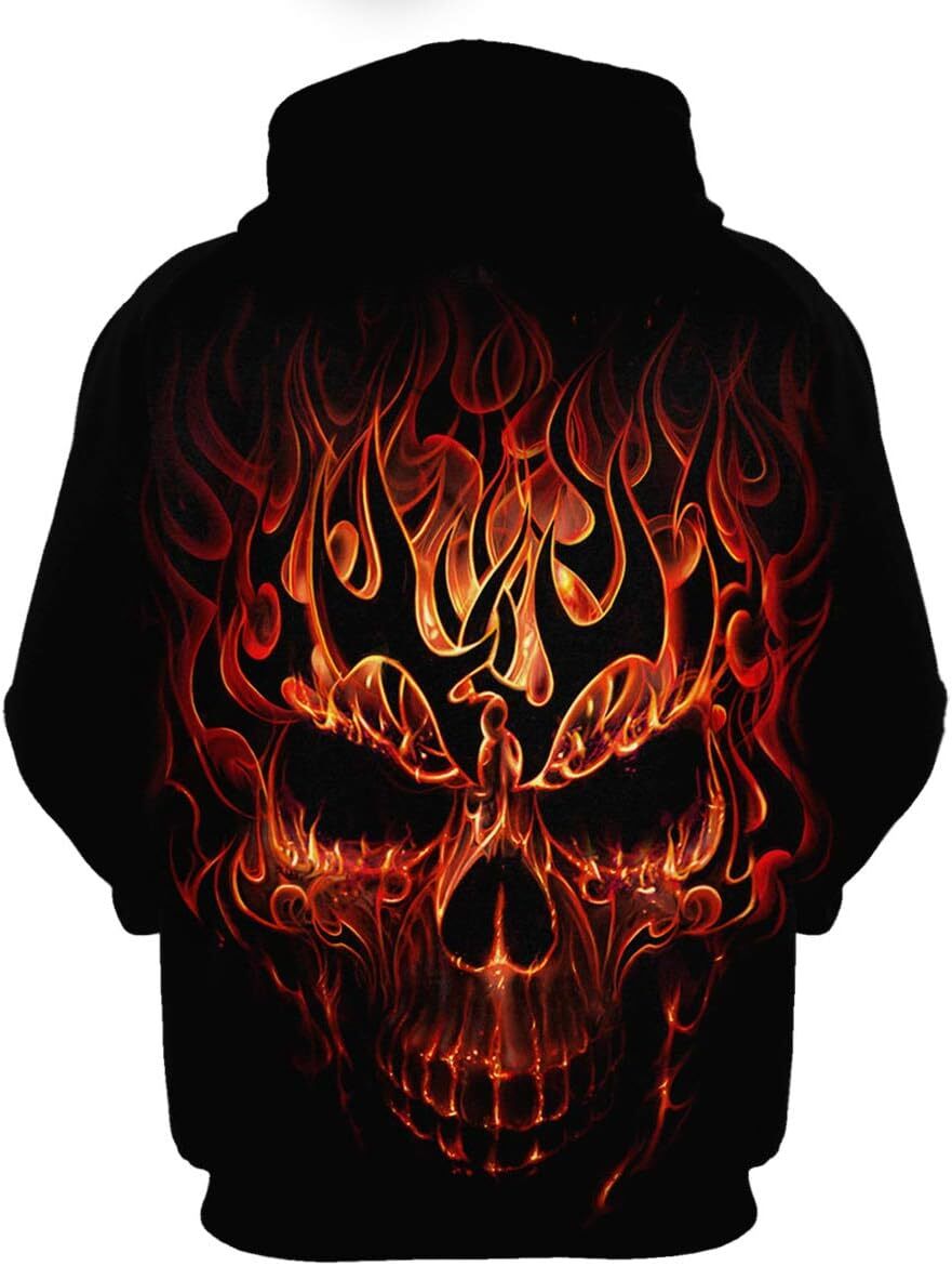 Hoodie for Mens Womens Hoodies Men Skull 3D Graphic Print Sweatshirts Pullover Tops with Pocket Graphic Hip hop casual cool