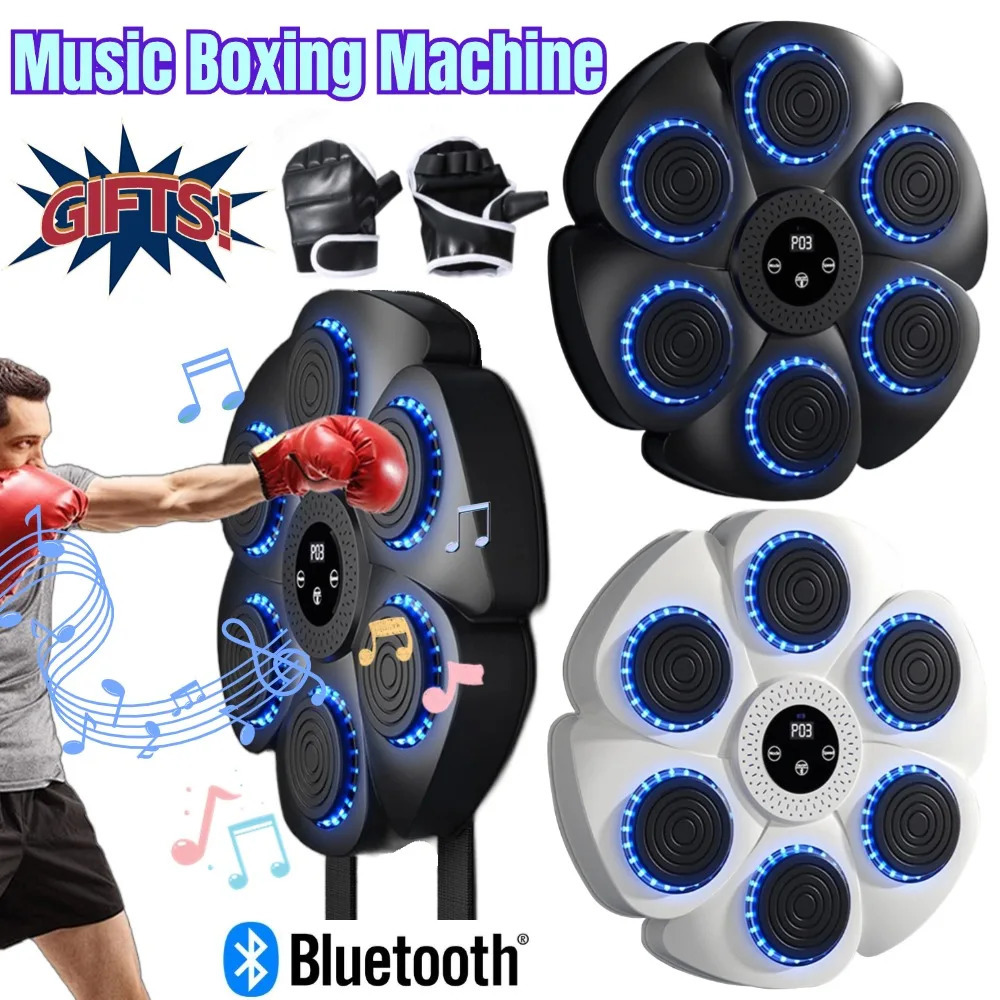 Music boxing machine music boxing punch press wall mounted boxing training punch press equipment RGB light with gloves used for home exercise 241029