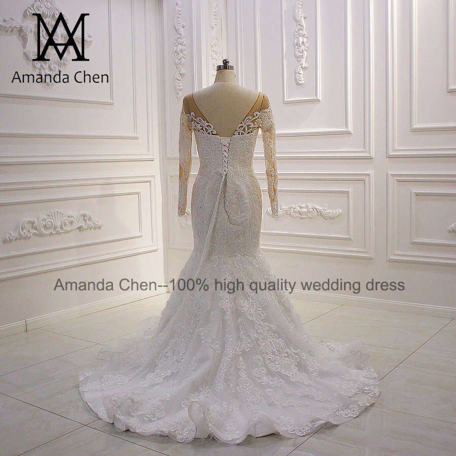 robe mariage femme Long Sleeve Lace Appliques Removable Skirt Wedding Dress