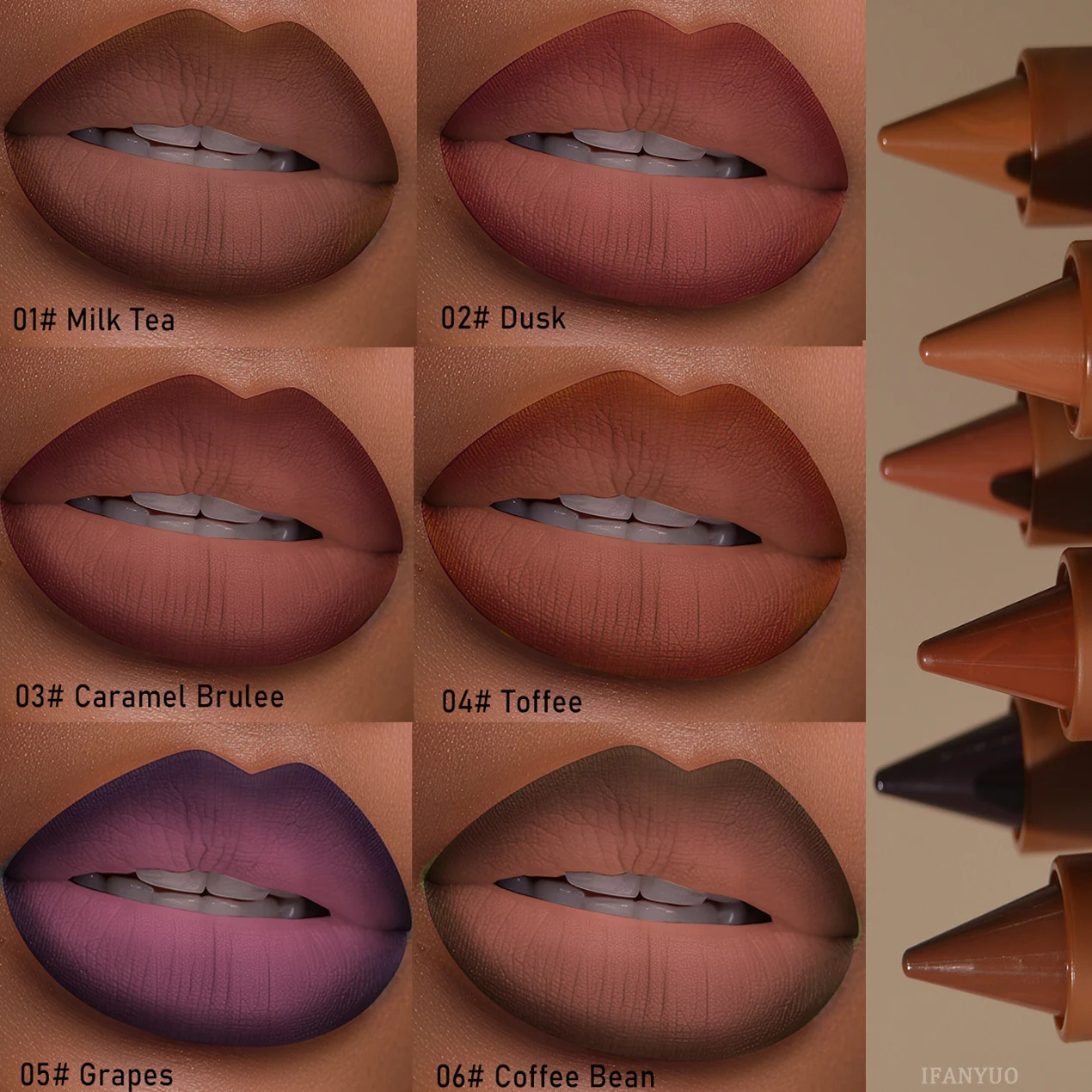 Pointed Head Lip Liner Pencil Plumping Lip Stain Dark Caramel Creamy Lip Contour Waterproof Natural Nude Brown Lipstick Combo 241028