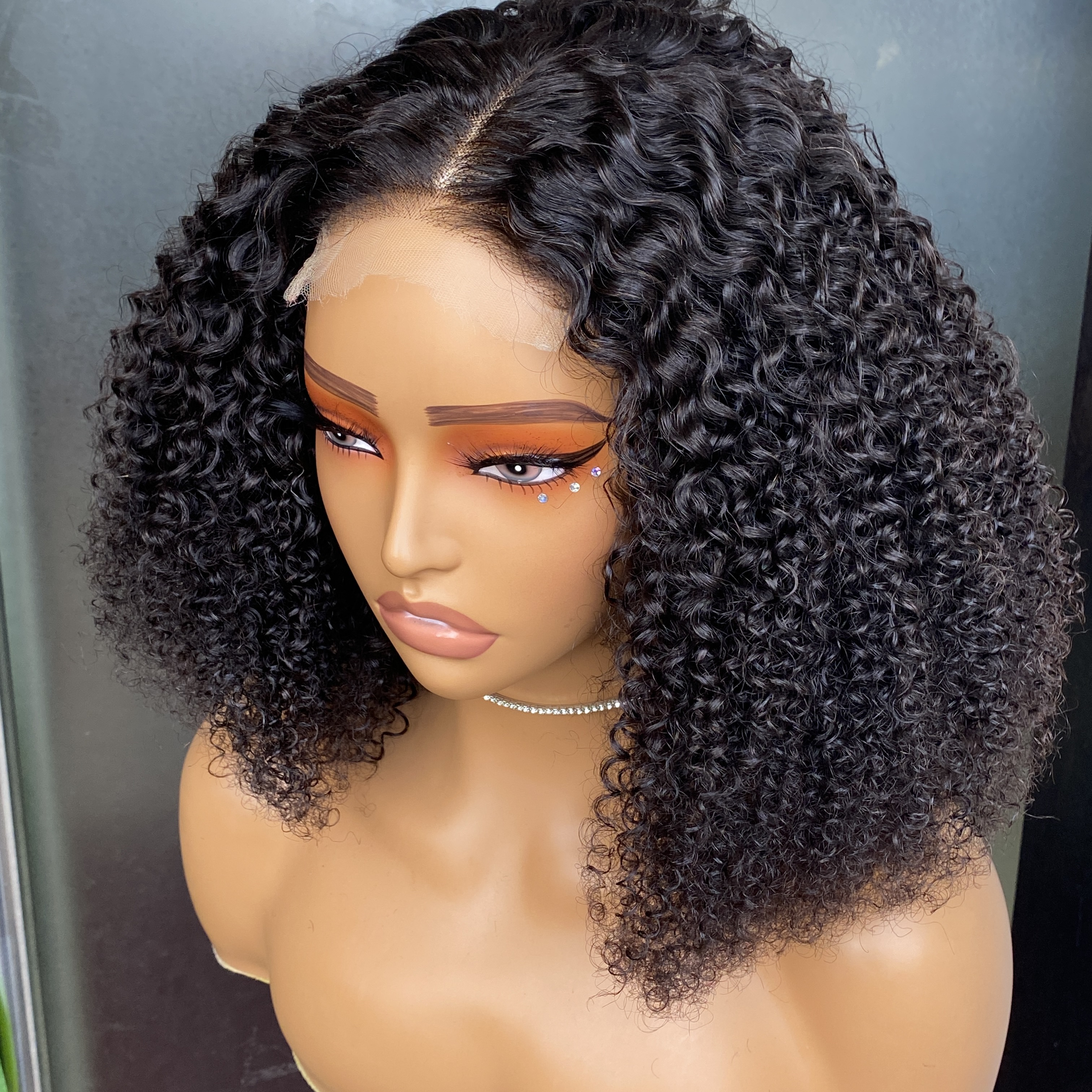 100% Virgin Remy Human Hair Kinky Curly 4x4 HD Full Lace Closure Wig Malaysian Peruvian Brazilian Thick Hair