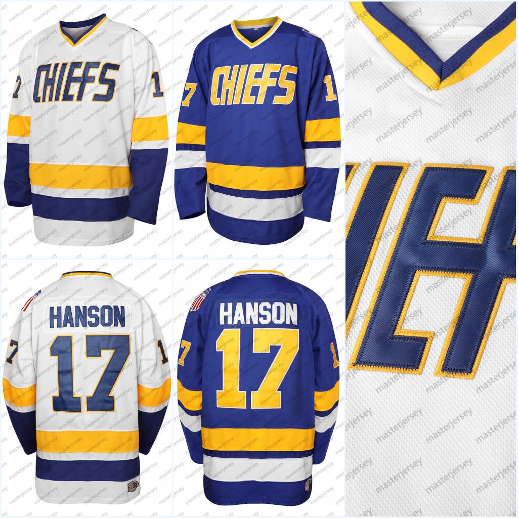 17 Steve Hanson Brother Mens Stitched Movie Hockey Jerseys In Stock Fast Shipping Loose Fit V-Neck Slight Stretch Polyester - Perfect for Sports