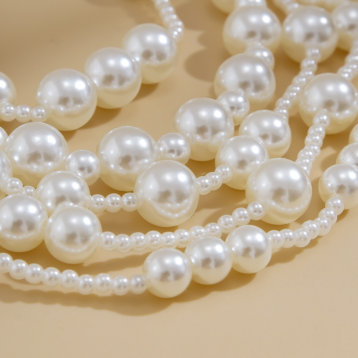 European and American Exaggerated Multi-layer Imitation Pearl Necklace Women's Dress Fashionable Bride's Small Fragrance Bead Necklaces Set