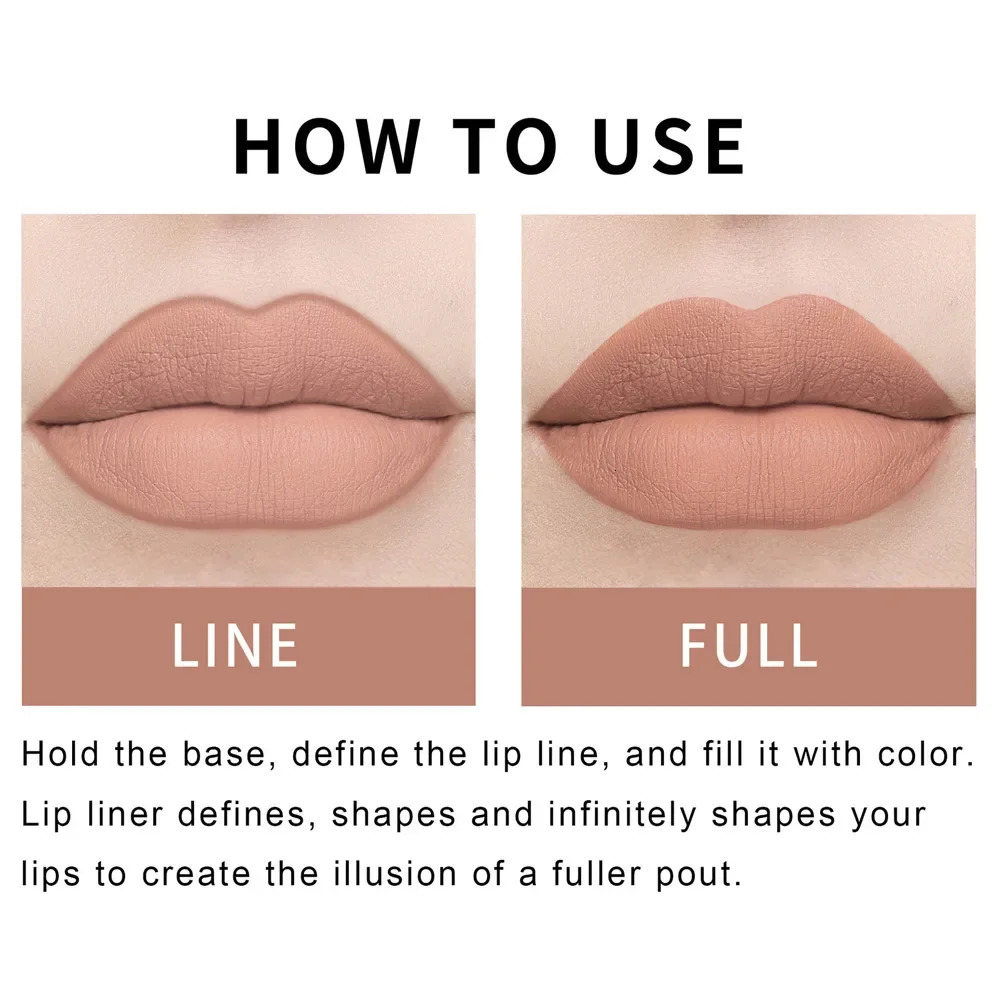 12 Colors Lip Liner Waterproof Matte Lipstick Pencil Contour Lip Makeup Sexy Red Long Lasting Moisturizer Lipliner Cosmetics 241028