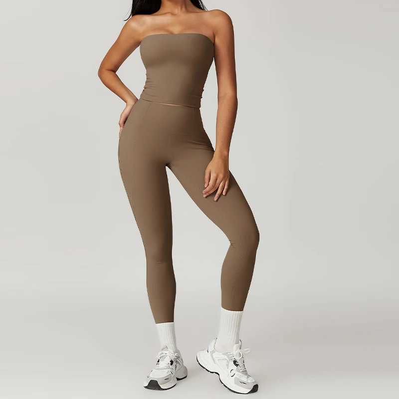Tracksuits Heavy Women's High Waist Flared Pants Workout Set For Women Gym Vest Set For Women Track And Field Clothing Quick Drying Sportswear Fo