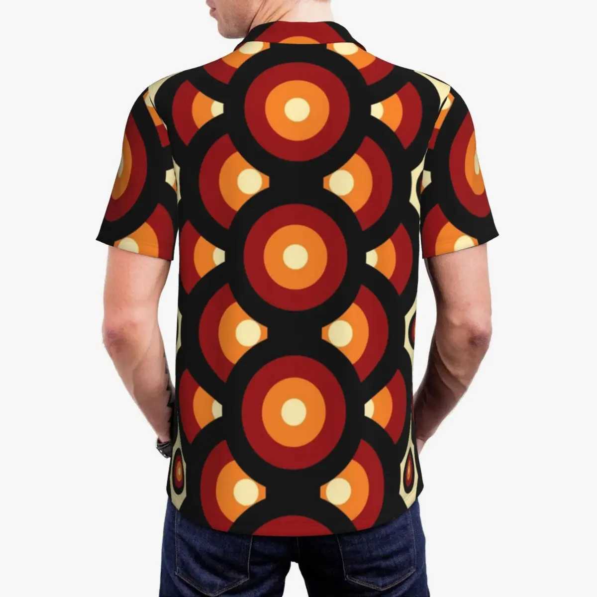 Vintage Mid-Century Polo Shirt Men 60s 70s Style Casual Shirt Daily Vintage Collar T-Shirts Short Sleeve Oversized ClothesX241028