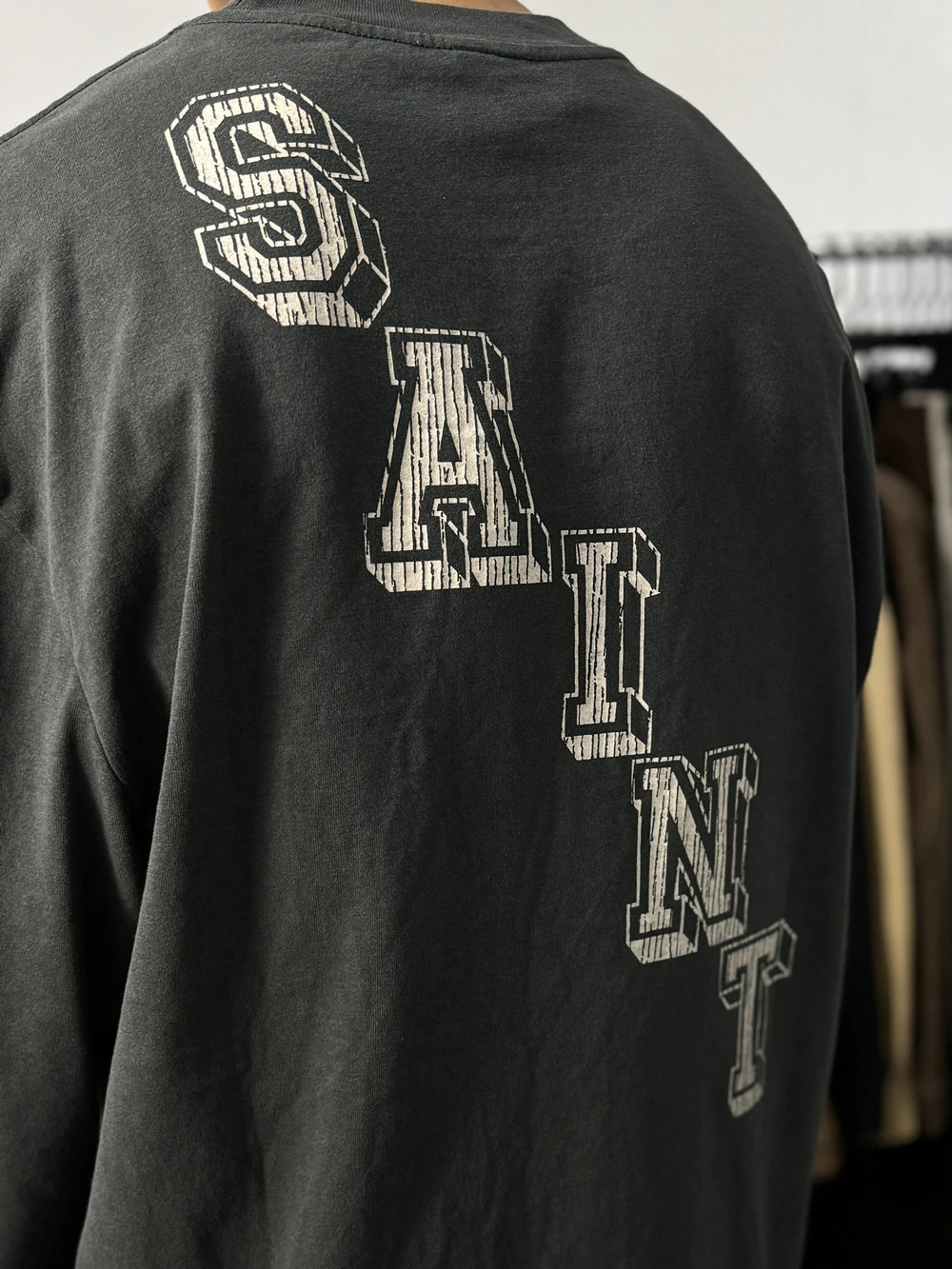 Yao Fashion SAINT OF MICHAEL Vintage Casual O Neck Long Sleeve Tee Tops Oversize Streetwear y Loose Y2k T Shirt For Men 241028