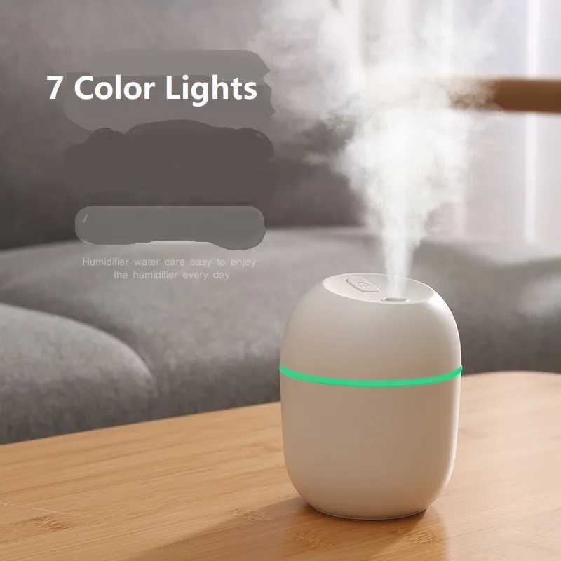 Trasonic Mini Air Humidifier Ara Essential Oil Diffuser for Automotive USB Nebulizer with LED Night Light Y241104