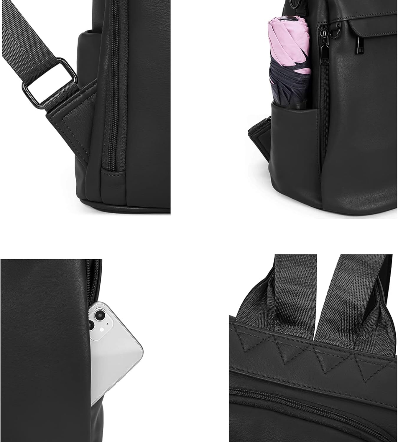 Ladies' PU leather anti-theft travel backpack wallet, shoulder bag with tassels