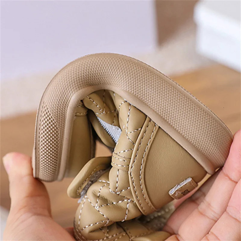 Winter Baby Boots Leather Double Hook Loop Toddler Kids Shoes Warm Plush Non-slip Fashion Little Boys Girls Snow Boots 241028