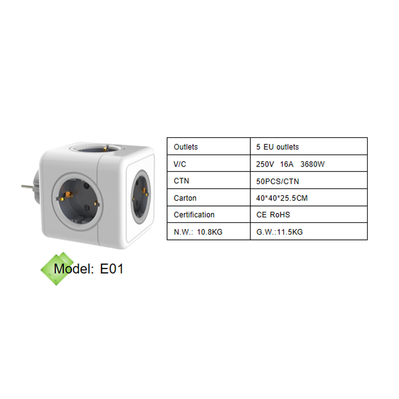 New trends customizable affordable popular in Spain power cube socket 5 EU Outlets for Home office travel
