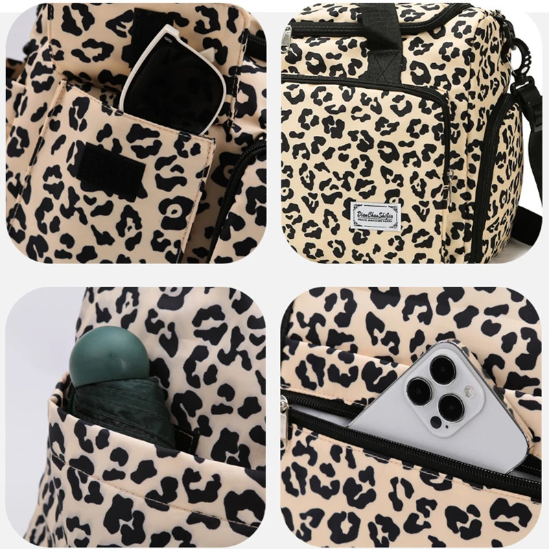 Classic Leopard Print Large Capacity Leisure Luggage Bag With Multiple Pockets And Shoe Compartment Sports Fitness Travel Bag 241028