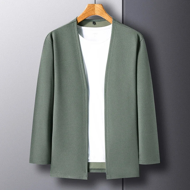 Mens Casual Solid Color Long Sleeved Cardigan Cloak Spring and Autumn Fashionable Comfortable Top y241024