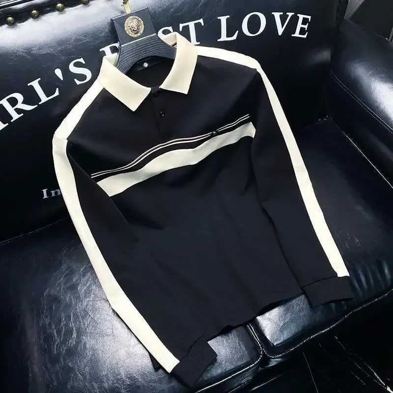 Winter Fashion Trends 2024 Tight Pullovers Slim Fit Polo T Shirt for Men Y2k Normal Aesthetic Harajuku Casual Emo Man SweatshirtX241028