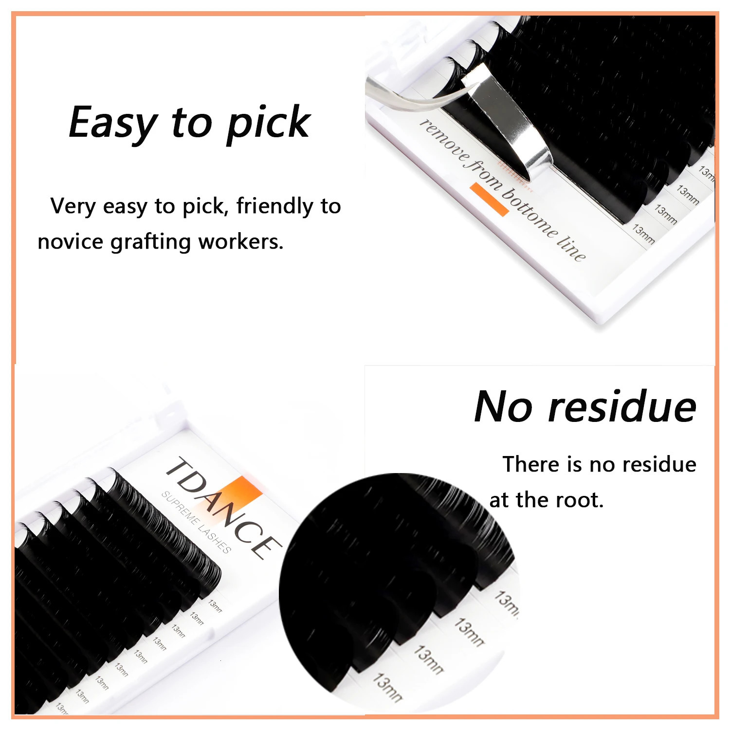 TDANCE Classic Eyelash Extension Korea PBT 16 Row Matte Black Faux Mink Lashes Russian Volume Makeup Eyelashes Individual Lash 241028