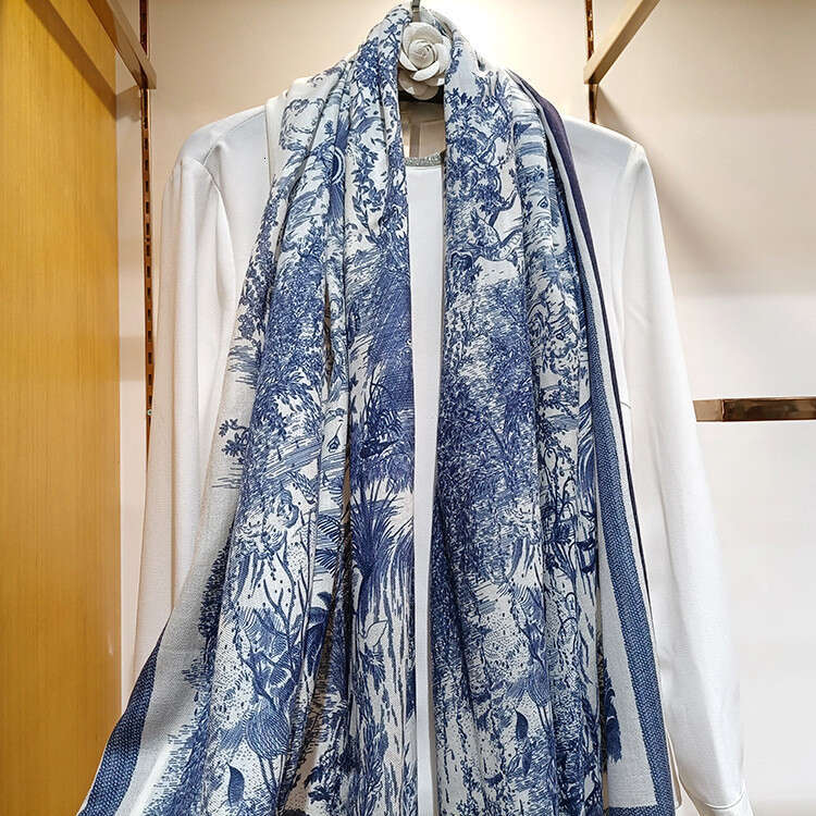 Naizaiga 100 Sketch Forest Ultra-Fine Pure Cashmere Long Scarf Women Winter Thin Blue Red Shawl , Msk69