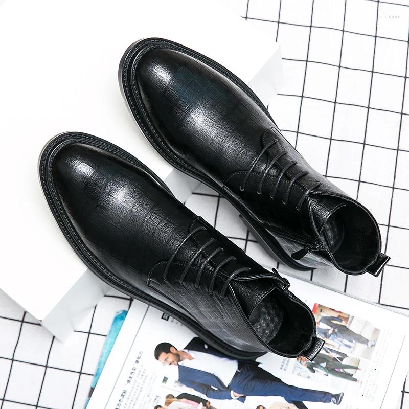 Boots Classic Casual Leather Comfort Leisure Walk Ankle Vintage Style Men's Oxford Footwear Arrival Male Basic