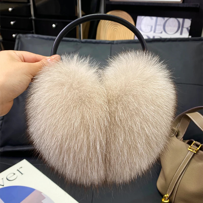Winter Real Fur Earmuffs for Women Natural Scarves Dual use Genuine Warmer Plush EarMuff Outdoor Solid Scarf 241028