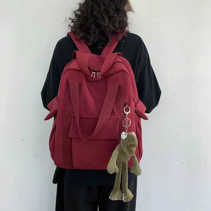 CMM New Solid Color Women s Waterproof Nylon Backpack Simple School Bag for Teenage Girl Shoulder Travel 241029