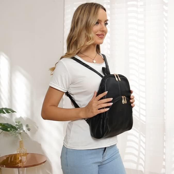 Ladies' backpack wallet, casual bag, PU leather zipper closure, adjustable shoulder strap