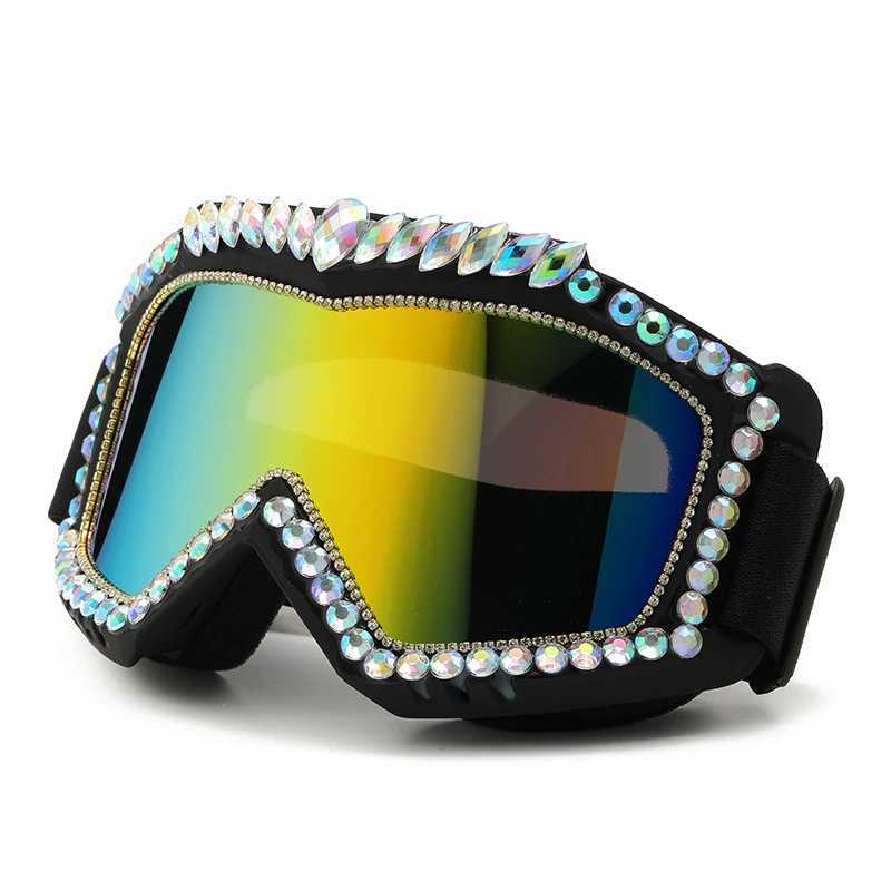 Steampunk diamond eye wearing symphonic goggles oversized snow goggles eye protection for Siam luxury rhinestone skiing goggles X241028