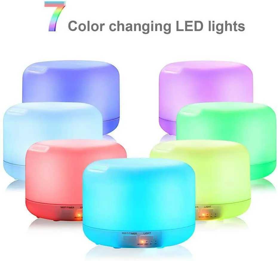 300ml aromatic oil diffuser with 7-color light timer adjustable fog mode setting 300ml humidifier Y241104