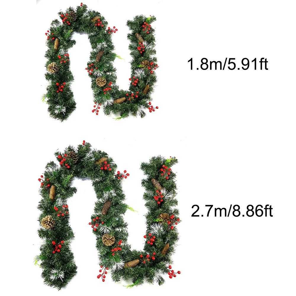 9 FT Long Christmas Garland Flexible PVC Hanging Pendant Artificial Christmas Garlands with Bowknot for Stairs Railing FireplaceXJ241029 - view 3